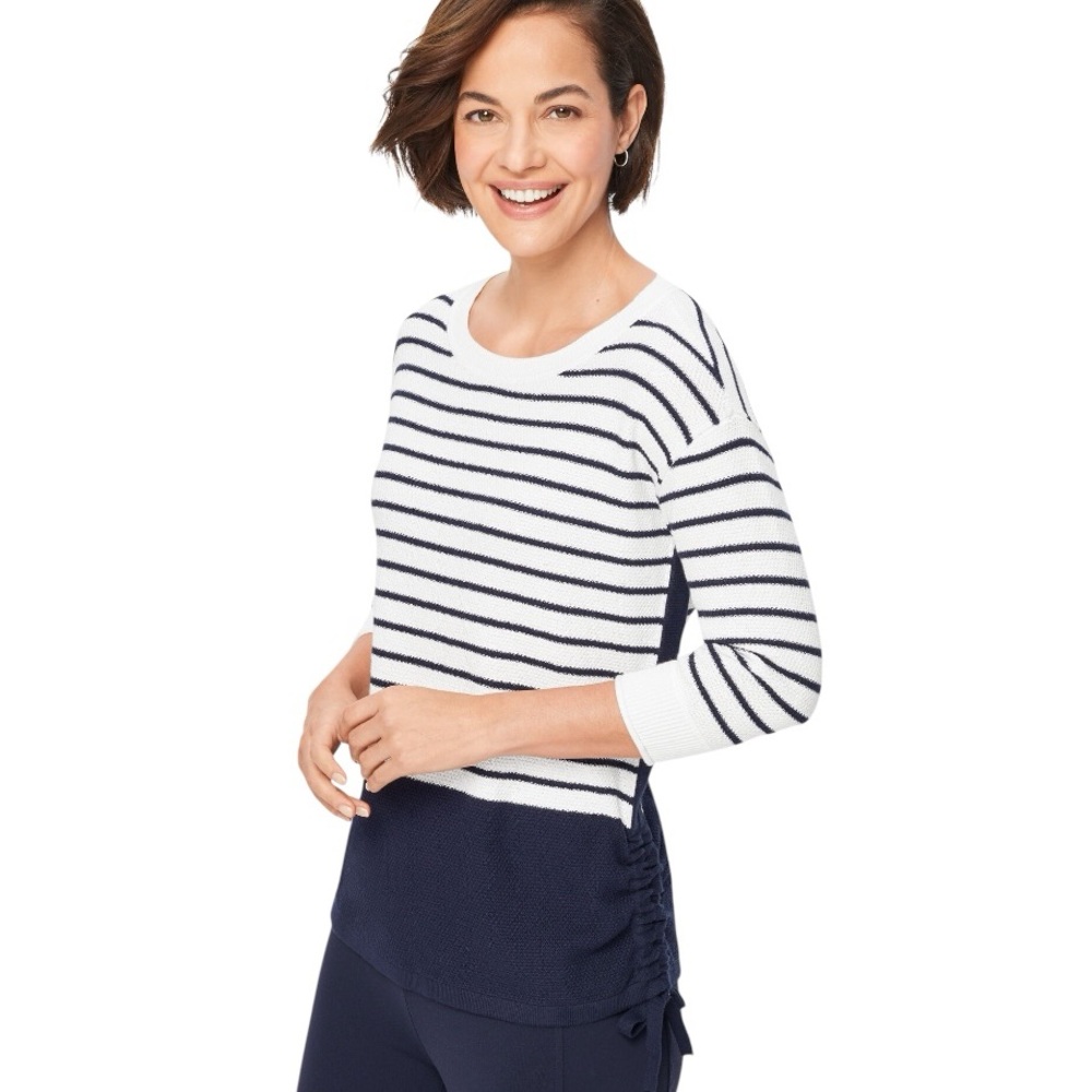 T by Talbots Coolmax Striped Sweater Size Medium